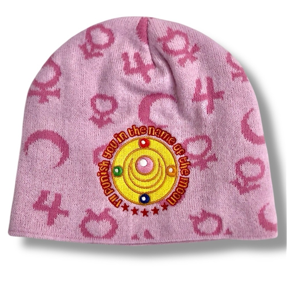 Sailor Moon Beanie Women’s Anime Pink Knit Winter Hat Cap Acrylic Embroidered